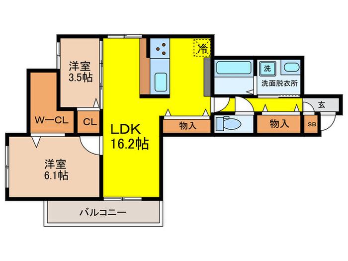 カーサルミノサ王子町(2LDK/3階)の間取り写真