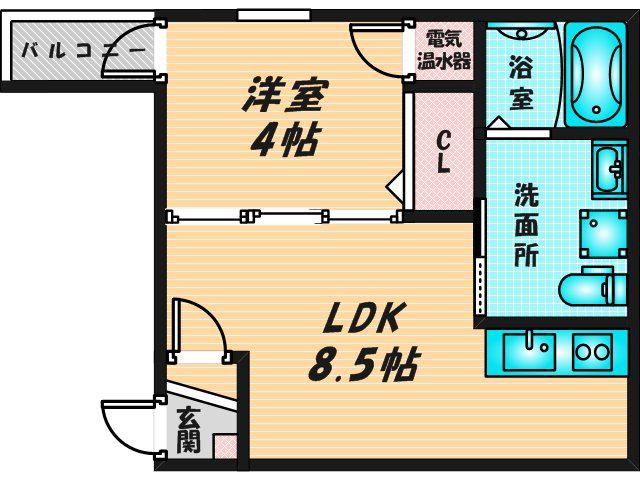 LUMIERE長瀬(1LDK/2階)の間取り写真