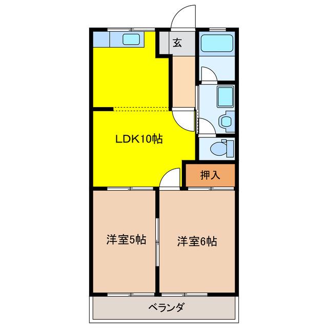 メゾンブランシェヨシダB(2LDK/2階)の間取り写真