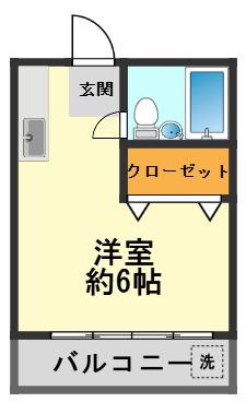 第二鎌倉スカイマンション(ワンルーム/2階)の間取り写真