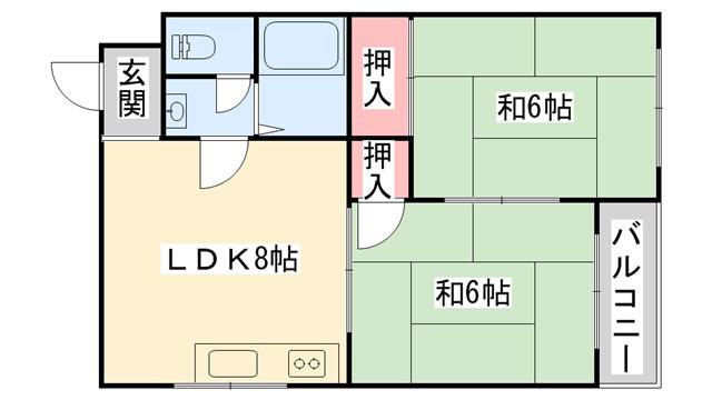 島本マンション(2LDK/2階)の間取り写真
