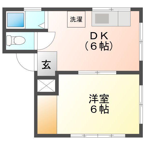 レジデンス向陽(1DK/2階)の間取り写真