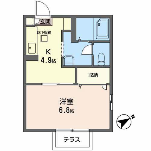 カーサ青葉(1K/1階)の間取り写真