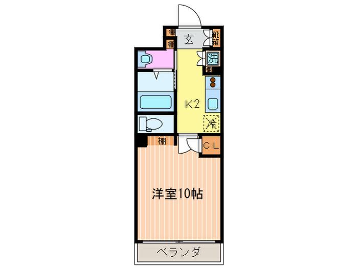 アスヴェル京都東山五条(1K/2階)の間取り写真