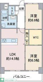 HILL PALACE IKAI(2LDK/6階)の間取り写真