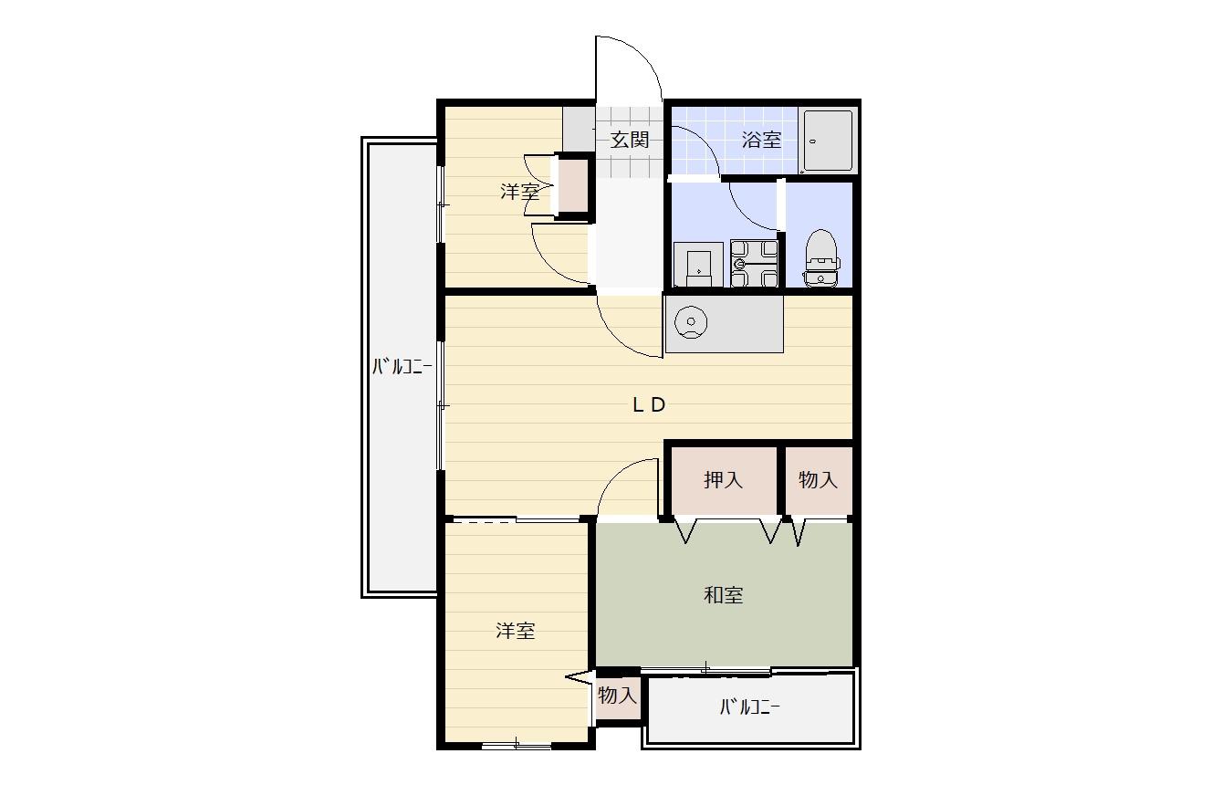 阿部ロイヤルハイツ(3DK/2階)の間取り写真