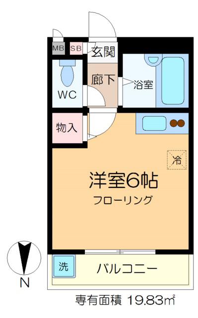 サンフラット(ワンルーム/2階)の間取り写真