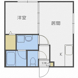 レーヴ清田(1DK/2階)の間取り写真