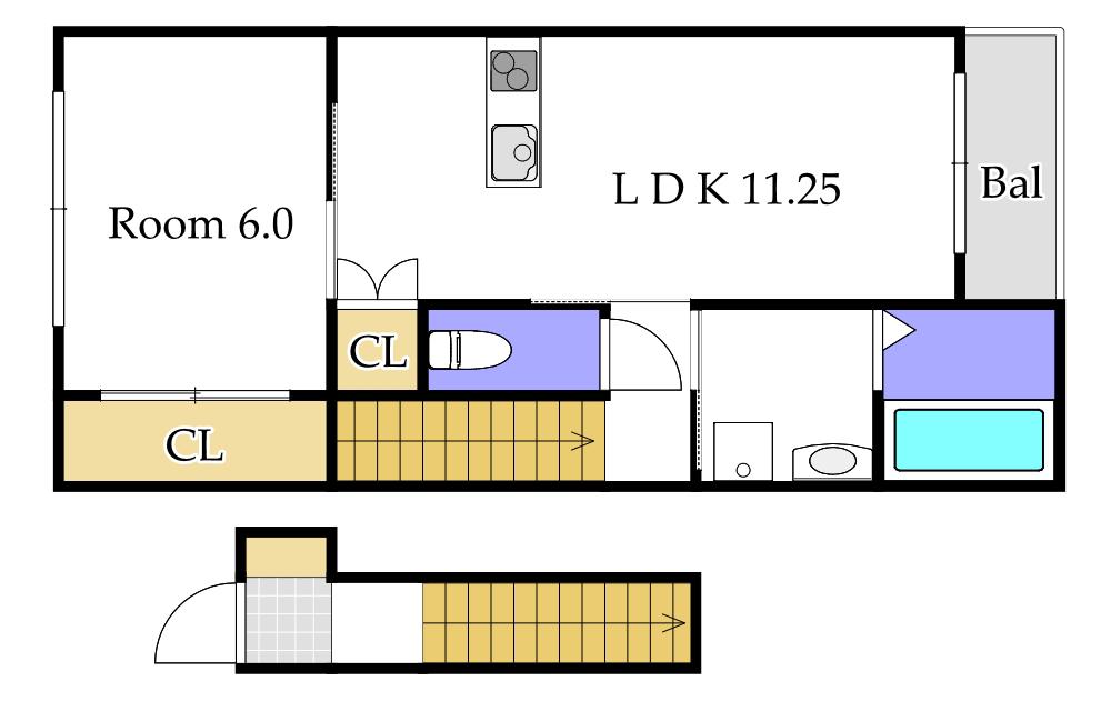 CASA LICHT(1LDK/2階)の間取り写真