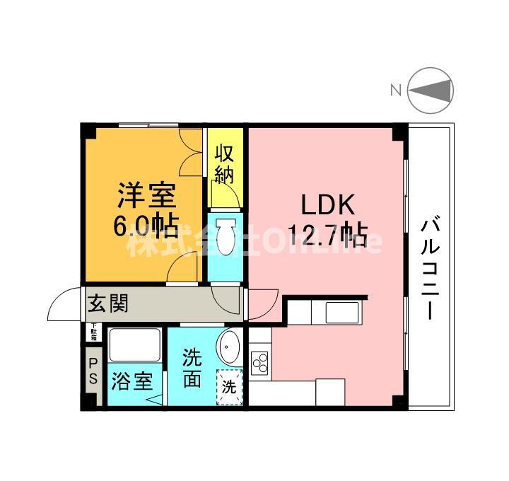 コンパスハイツ八戸ノ里(1LDK/3階)の間取り写真