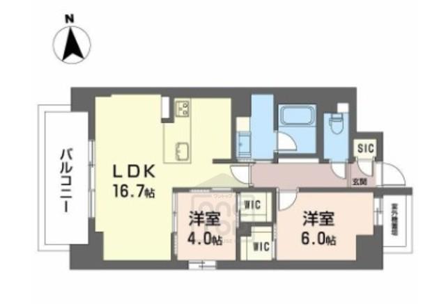 グラン セレニオ 江坂(2LDK/4階)の間取り写真