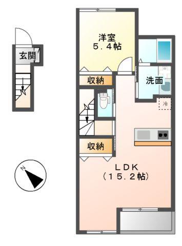 ショコラーデ(1LDK/2階)の間取り写真