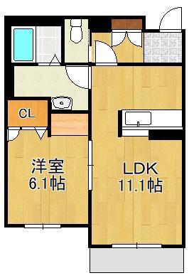 ヴィラウィステリア門司 D棟(1LDK/1階)の間取り写真