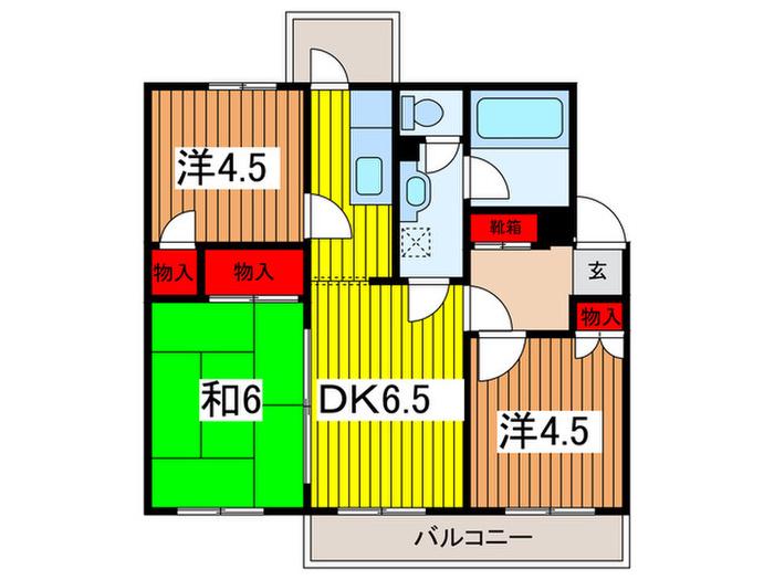 浦和東マンションC(3DK/3階)の間取り写真