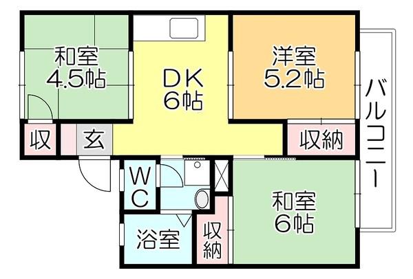 コーポ橋口(3DK/2階)の間取り写真