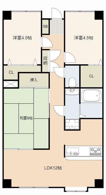シーガル海老塚(3LDK/2階)の間取り写真