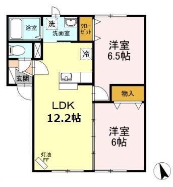 エルレガーデン II(2LDK/1階)の間取り写真