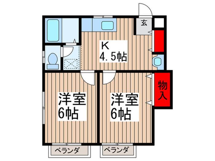 サカエハイツ(2K/1階)の間取り写真