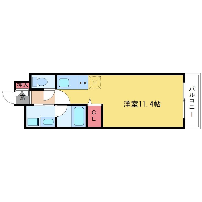 CASA天神(ワンルーム/5階)の間取り写真