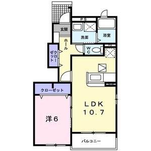 アンジェロ F2(1LDK/1階)の間取り写真