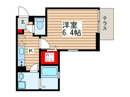 ヴェルデ塩焼(1K/1階)の間取り写真