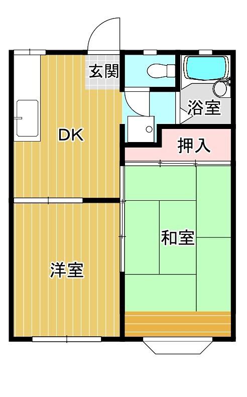 ＪＲ山陰本線 和田山駅 徒歩48分 2階建 築31年(2DK/1階)の間取り写真