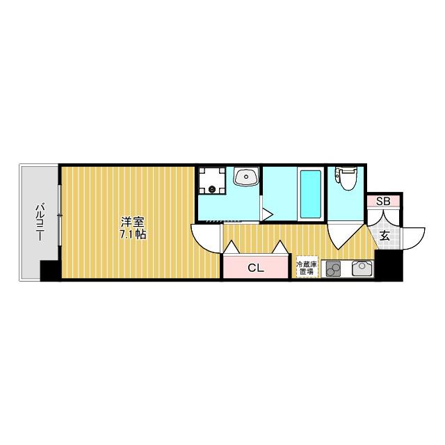ふぁみーゆ日本橋III(1K/4階)の間取り写真