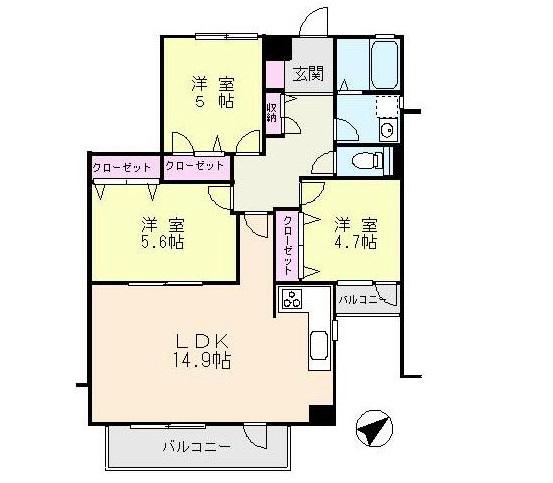 プルメリアパレス(3LDK/2階)の間取り写真