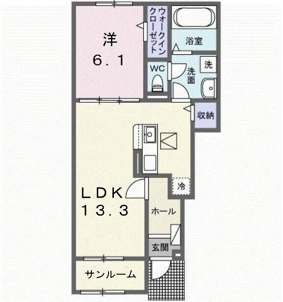 エルヴェ(1LDK/1階)の間取り写真