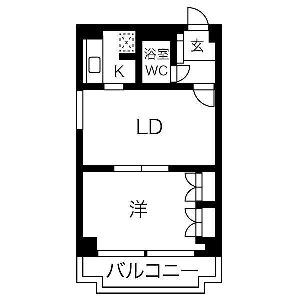 レインボー第3金山(1LDK/3階)の間取り写真