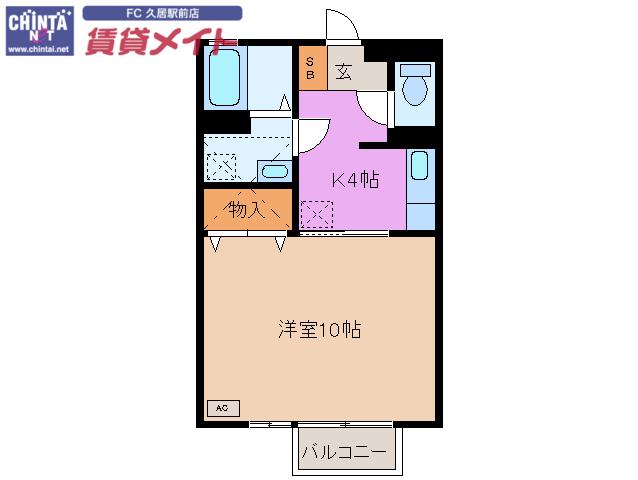 MSCOURT(1K/2階)の間取り写真