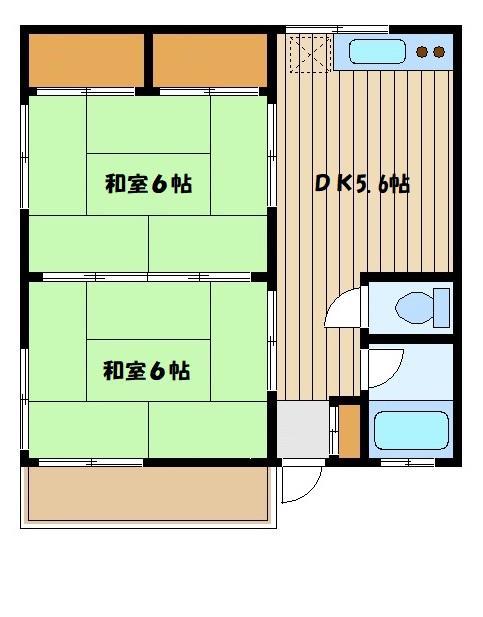 西武池袋線 保谷駅 徒歩6分 2階建 築42年(2K/2階)の間取り写真