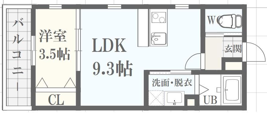 GRAN(1LDK/3階)の間取り写真