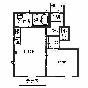 橘ハイツ(1LDK/2階)の間取り写真