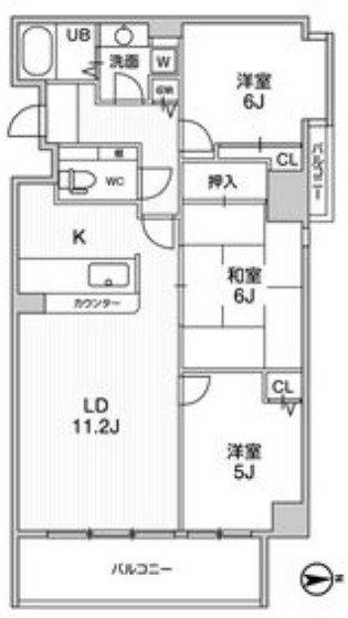 八尾イースタンビル(3LDK/10階)の間取り写真
