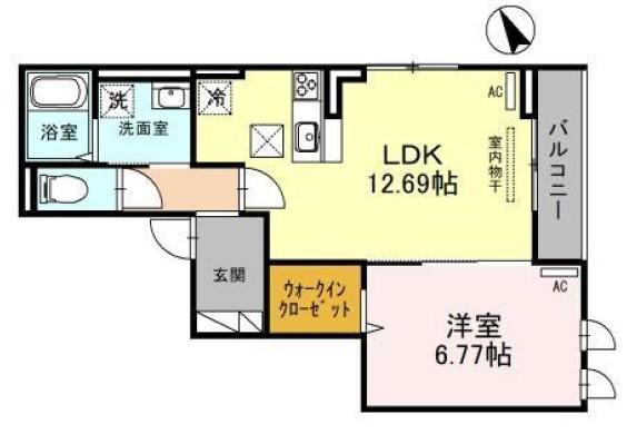 RAINBOW(1LDK/1階)の間取り写真
