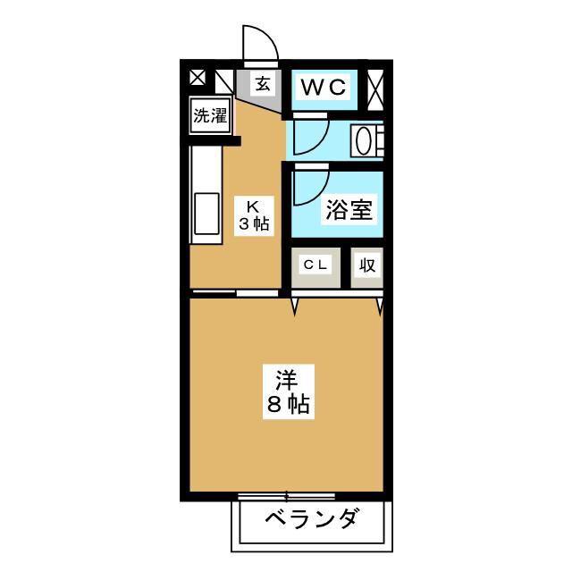 SURPLUS I SKYHILLS B(1K/1階)の間取り写真