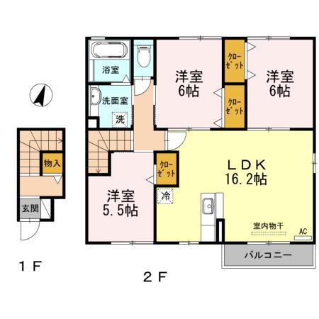 セジュールHT(3LDK/2階)の間取り写真
