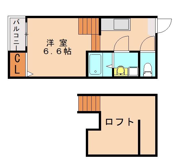 ハーモニーテラス唐原IX(1K/2階)の間取り写真