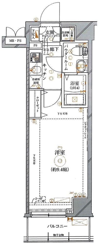 レアライズ錦糸町(1K/9階)の間取り写真