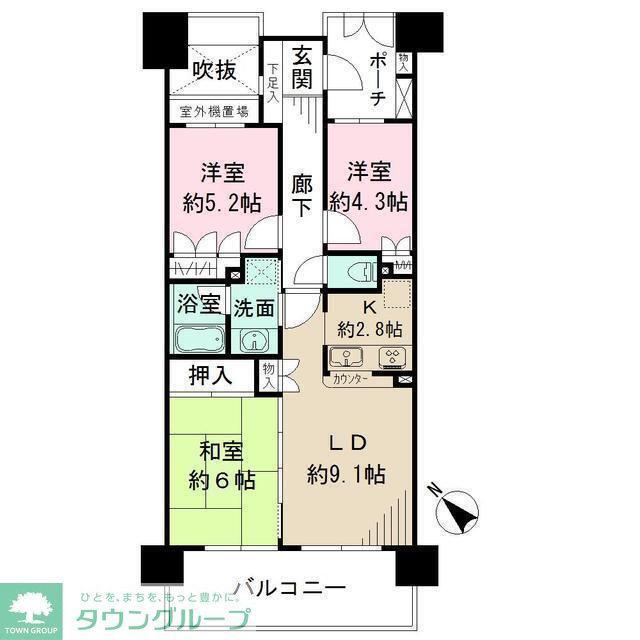 ガーデナヴィルラグナ市川妙典(3LDK/2階)の間取り写真