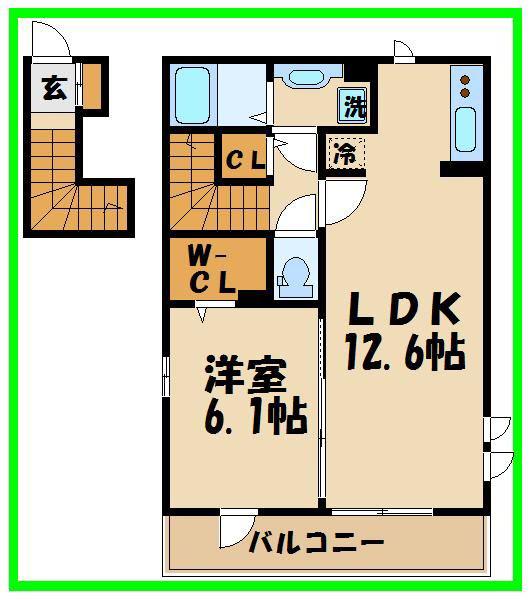 D-ROOM祖師谷(1LDK/2階)の間取り写真