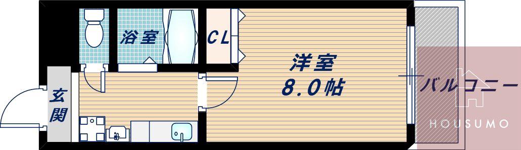 INOVE上山手(1K/3階)の間取り写真