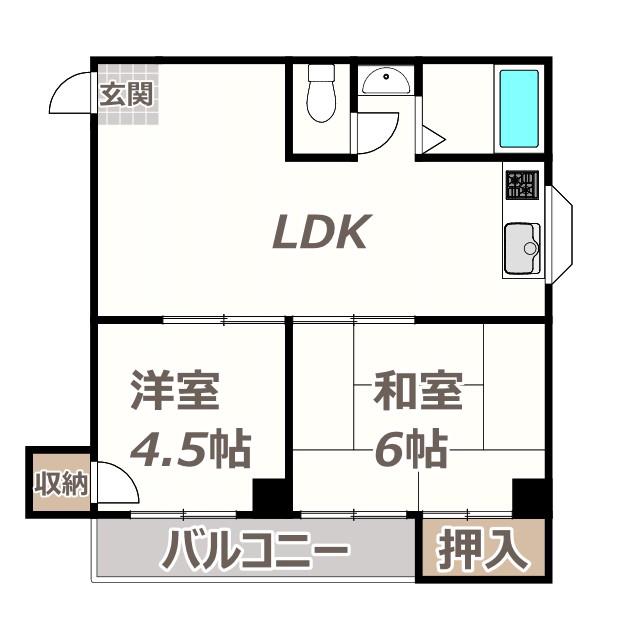ドムス河堀口(2LDK/7階)の間取り写真
