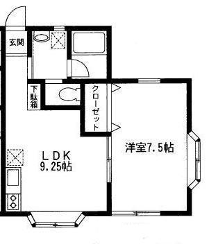 第3中台コーポ(1LDK/1階)の間取り写真
