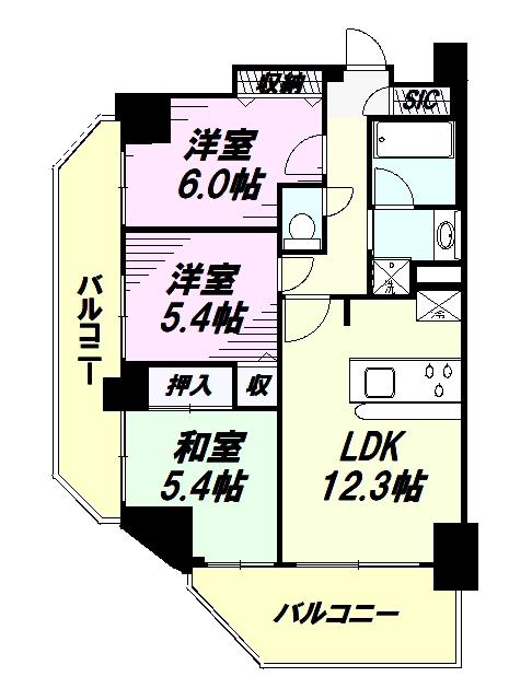 日神パレステージ青梅住江町(3LDK/11階)の間取り写真