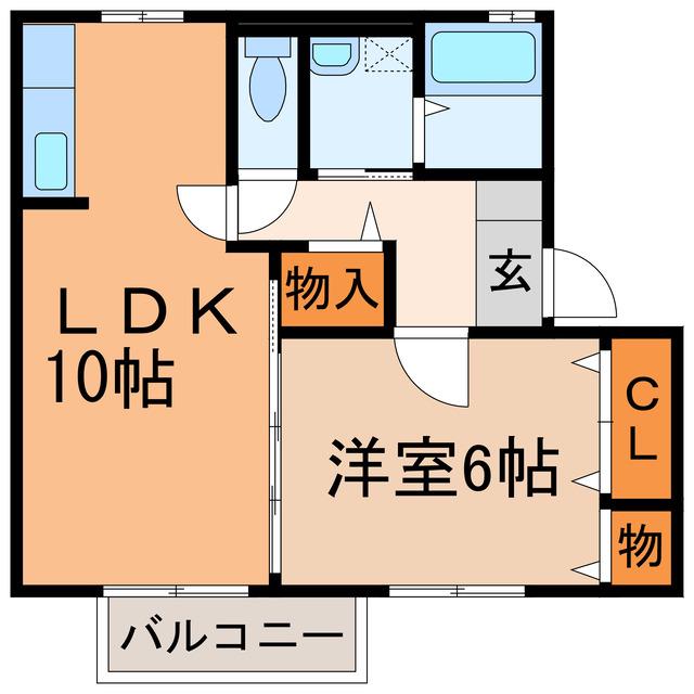 MAISONNETTEアルペンローゼ(1LDK/2階)の間取り写真