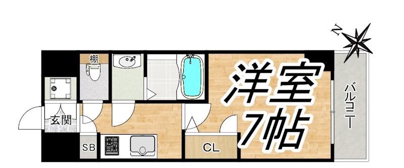 ファーストステージ江戸堀パークサイド(1K/14階)の間取り写真