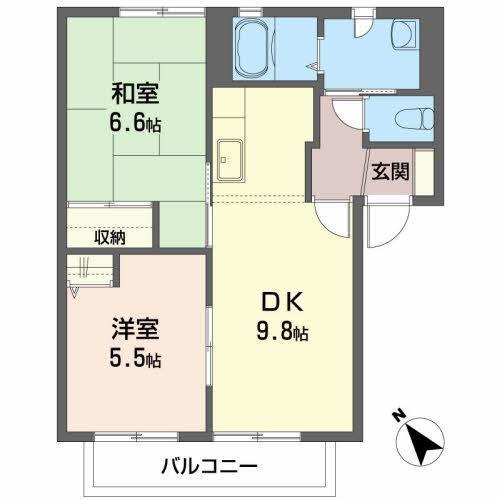 ルミエールC(2LDK/2階)の間取り写真