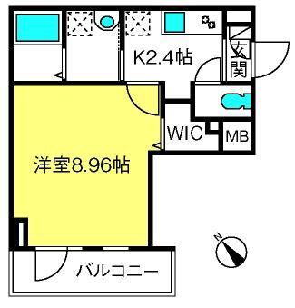 プリムヴェール(1K/7階)の間取り写真